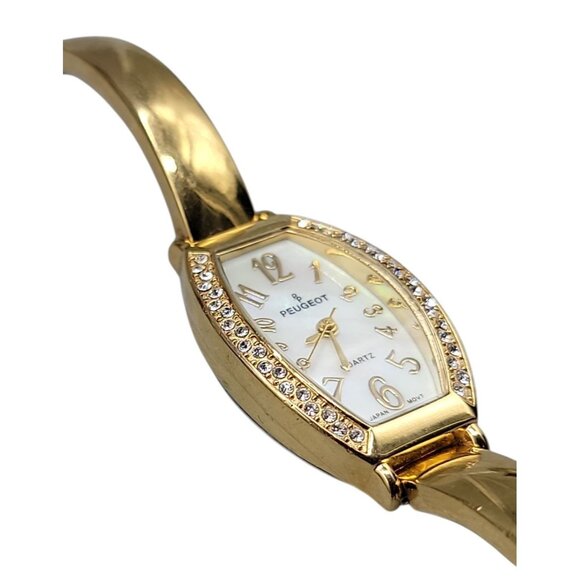 Peugeot Ladies Watch Quartz 21mm MOP Swarovski Crystal Dial 5.5" Gold Tone 7005 - Picture 11 of 12